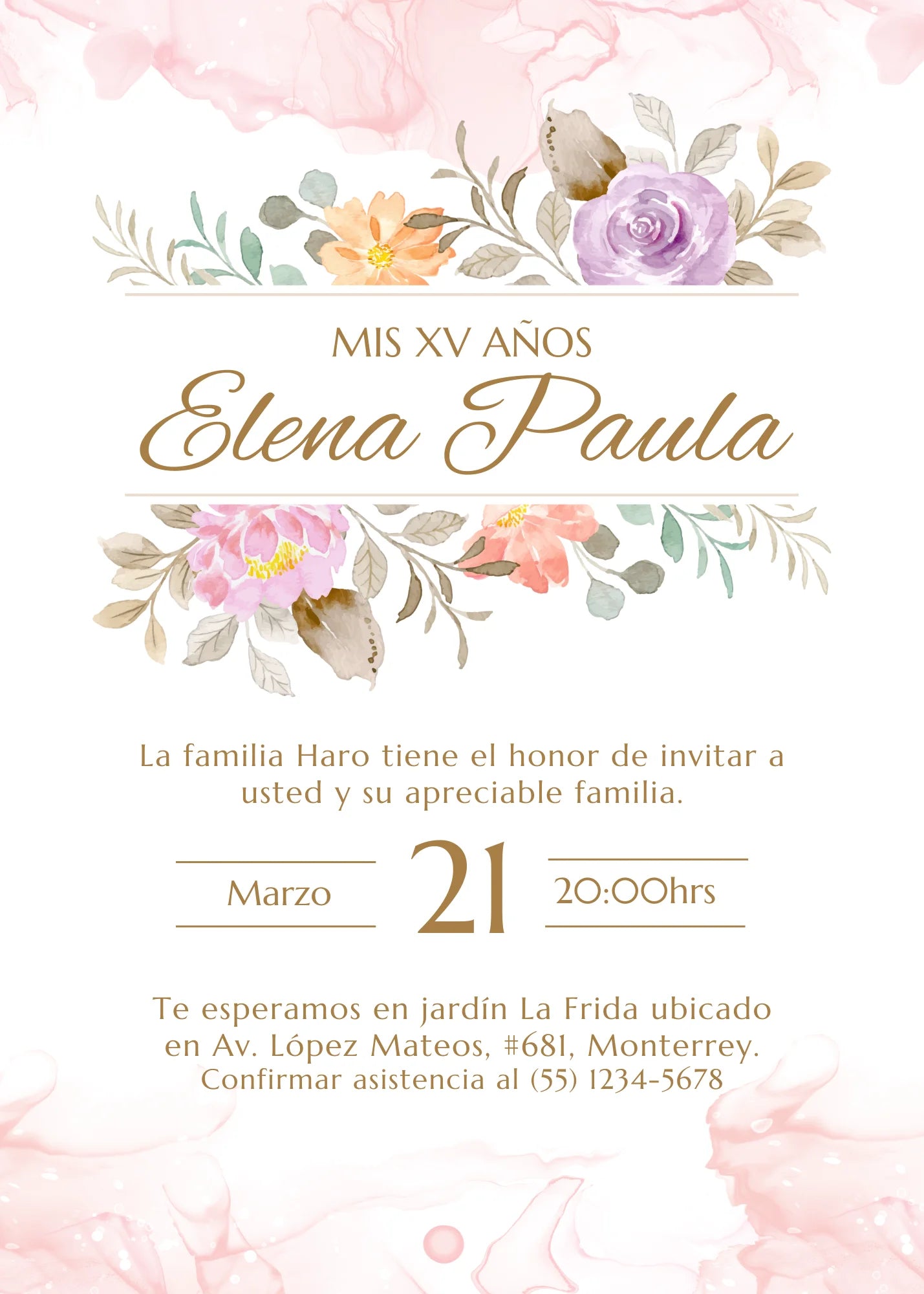 Invitación Digital XV años Floral