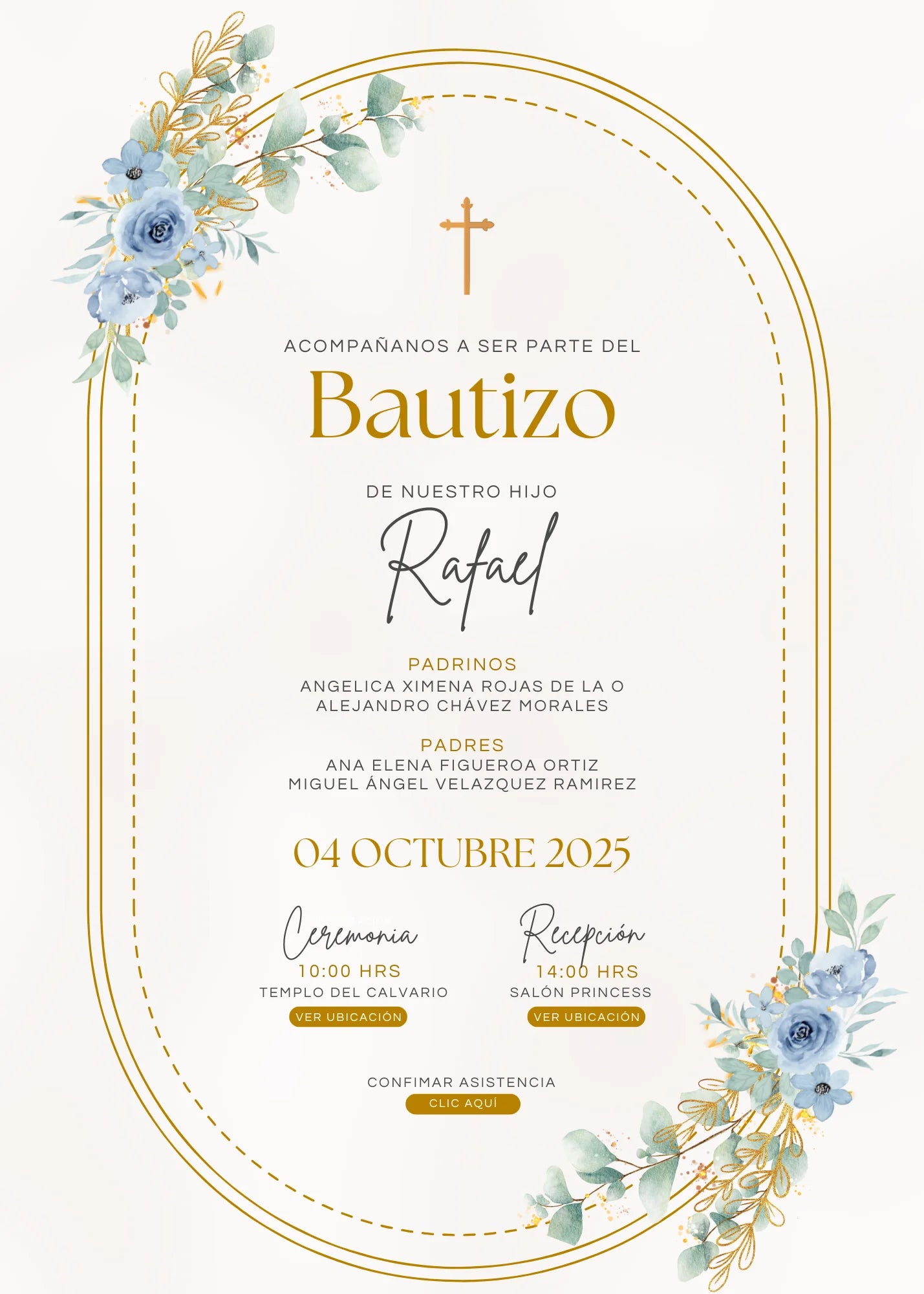 Invitación Digital Bautizo Elegancia Beige