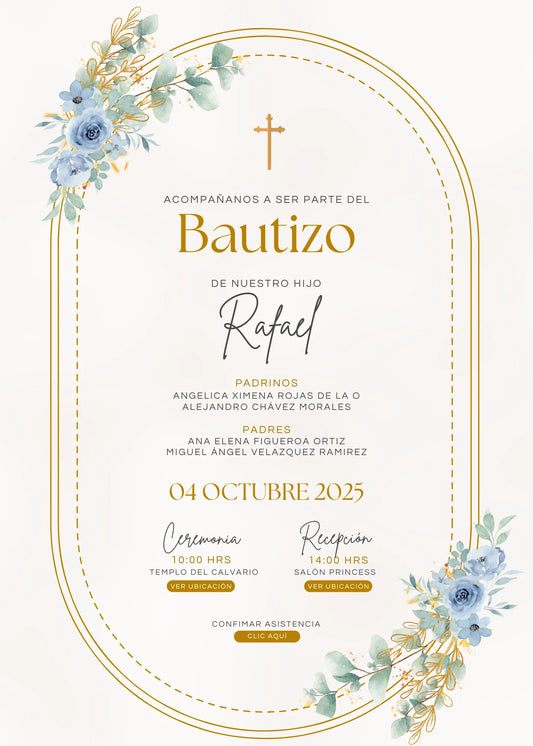 Invitación Digital Bautizo Elegancia Beige