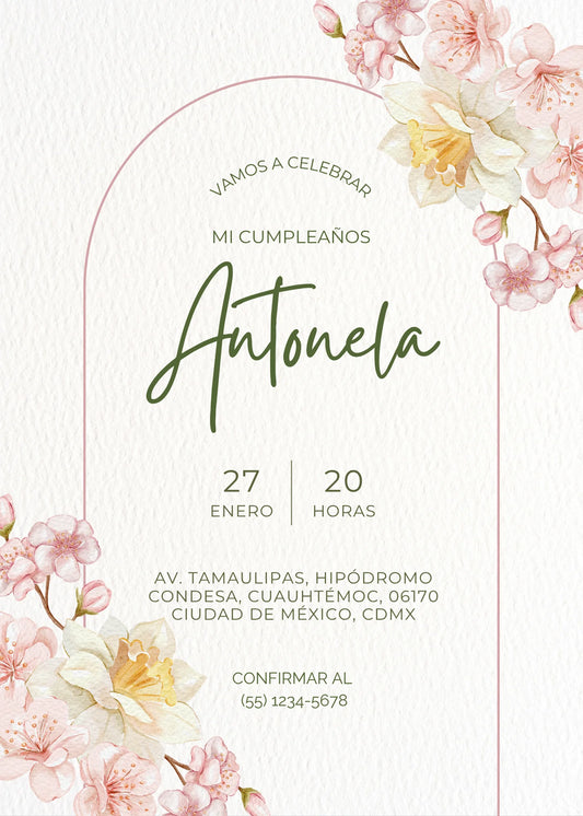 Invitación Digital Cumpleaños Elegance Floral