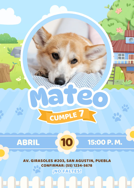 Invitación Digital Cumpleaños para Perrito