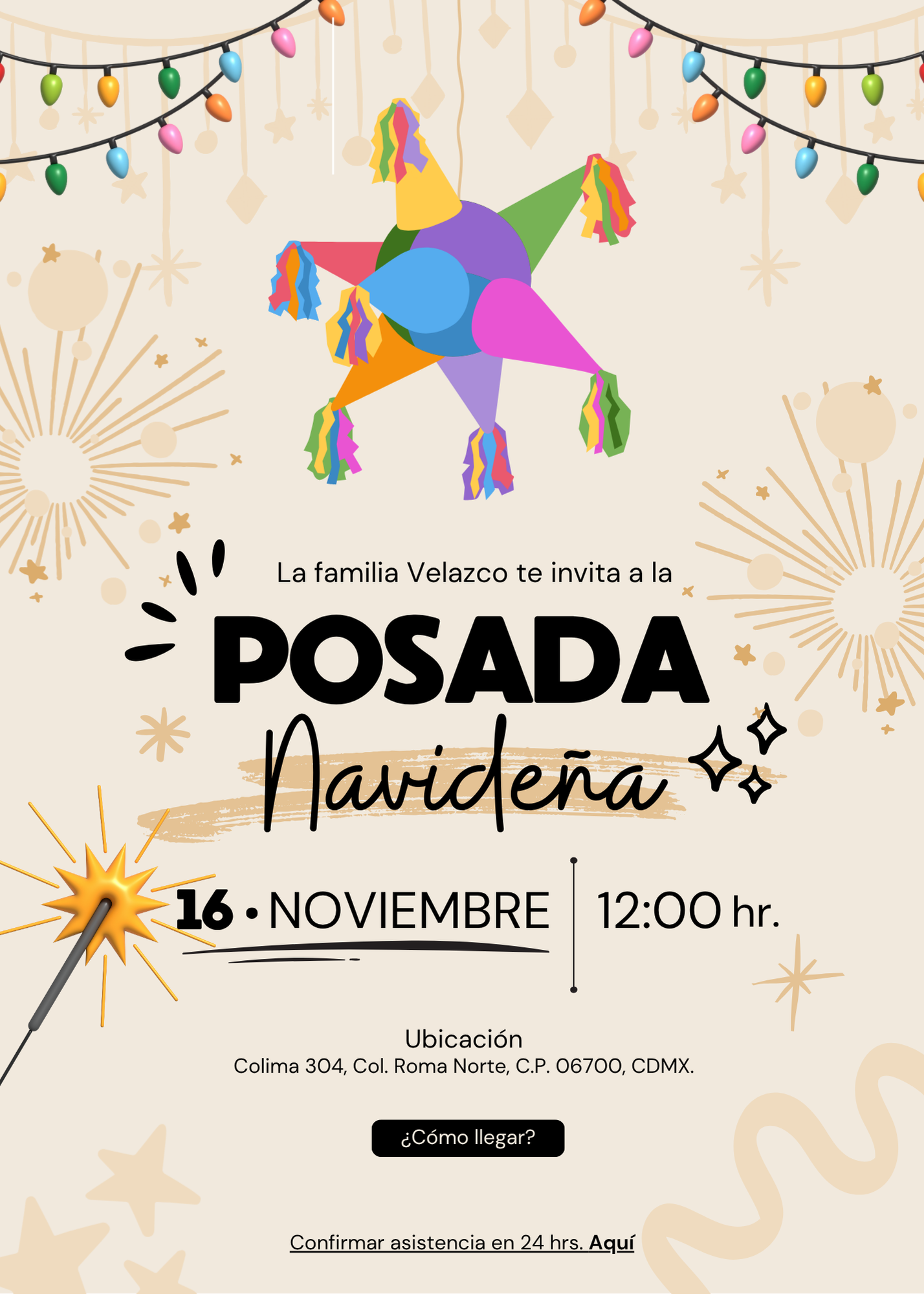 Invitación Digital para Posada Navideña con Ubicación y Confirmación ...